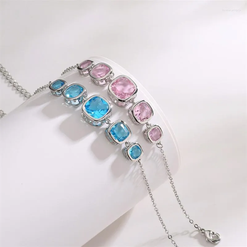 Bracelets porte-bonheur géométrique carré Zircon Bracelet pour femmes fille accessoires mode rose fête mariage bijoux