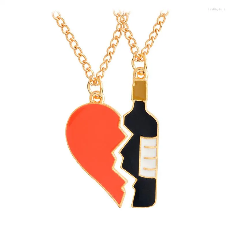 Pendant Necklaces 2023 Fashion Friend Friendship Lovers Half Bottle BFF Two Sets Of Heart-shaped Alloy Necklace For Women Trinket