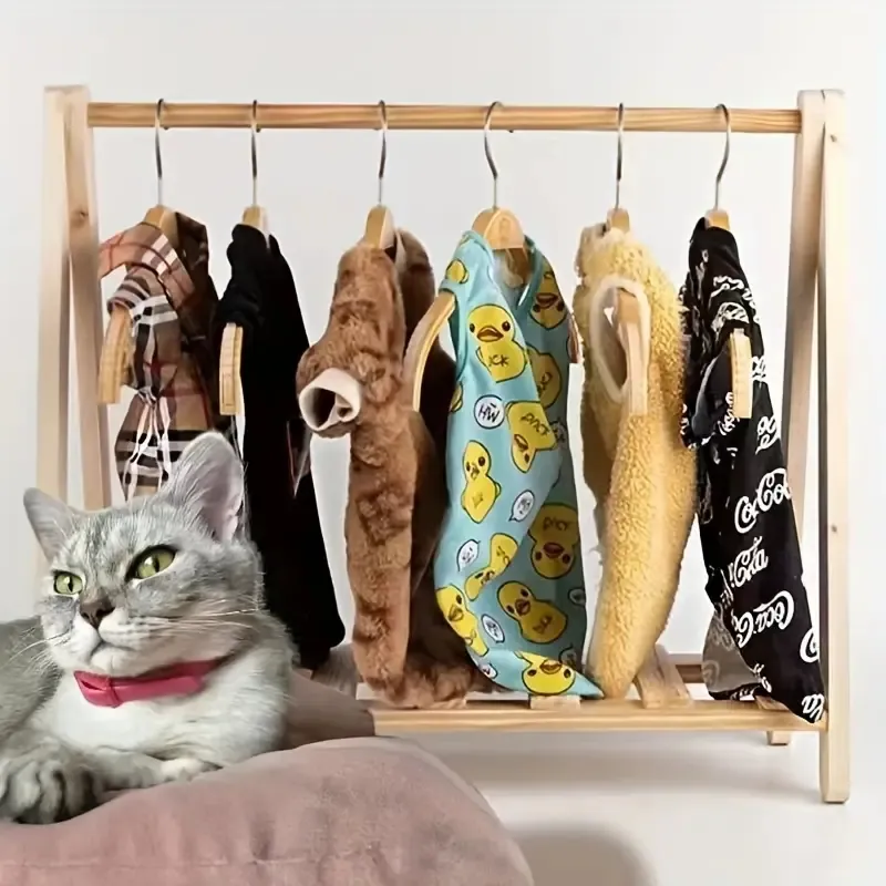 1PC wieszak na ubrania podłoga wieszak na ubrania dla zwierząt podłoga z litego drewna szafa dla psa kot wiszący pasek na ubrania