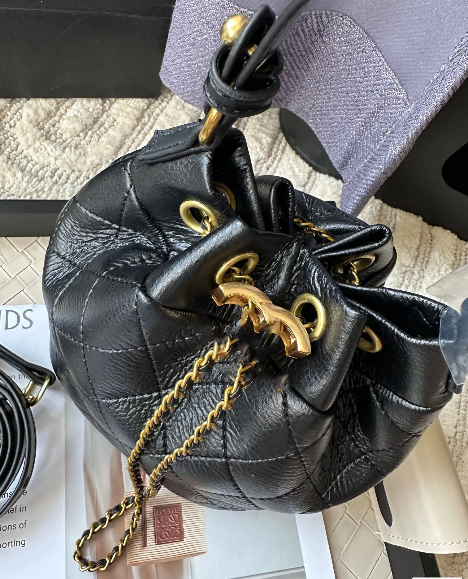 Luxury Genuine Leather Bucket Bag - Designer Shoulder Bag