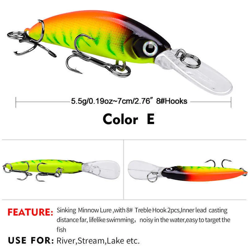 2pcs Simulation Colorful Fish Shape Lure Bait Fishing Tackle Vivid