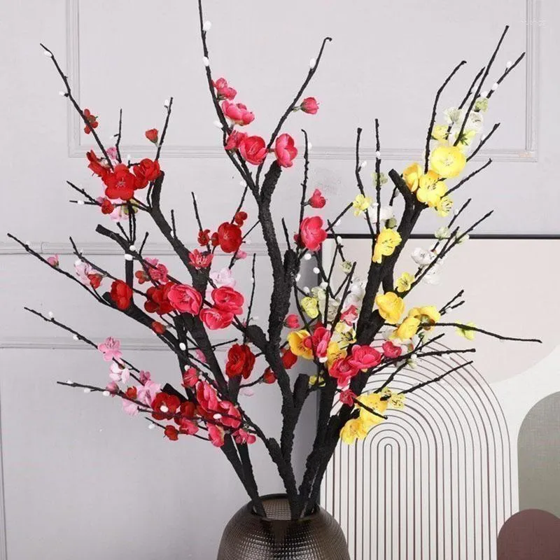 Fiori decorativi Rami di fiori di prugna artificiali Camera da letto classica cinese Soggiorno Decorazioni per la casa Disposizione dei fiori Accessori per display