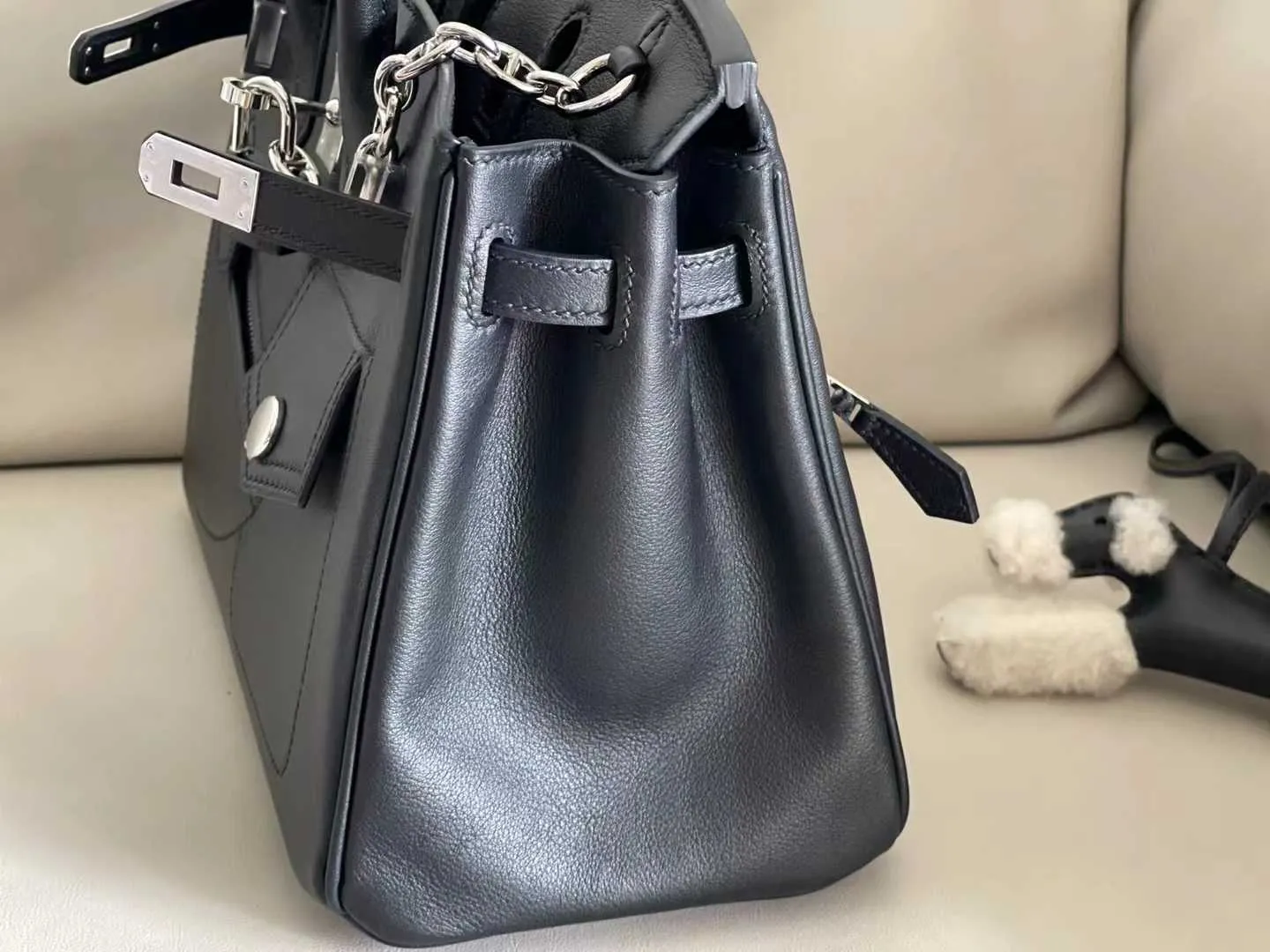 Birkins Cargo H ermess Bags Canvas Patchwork Leather Handsewn Genuine Leather new black silver buckleqqqq