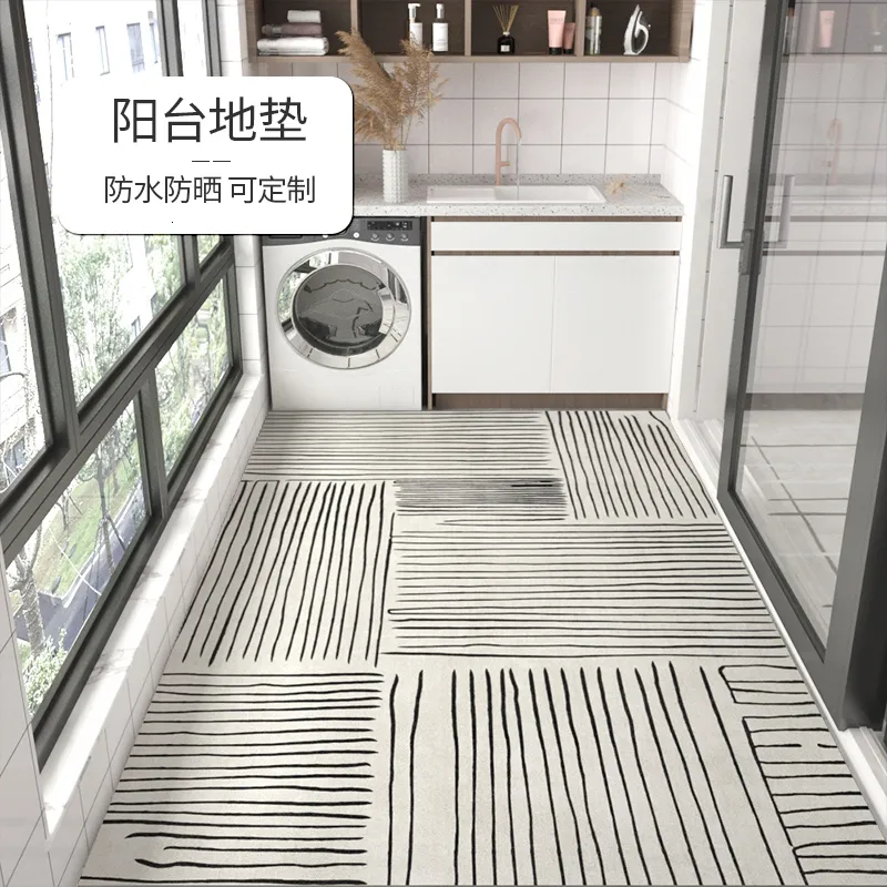 Carpet Modern Minimalist Balcony Floor Mat Stain and Oil Resistant Kitchen Rug Home Pvc Leather Corridor Washable Non slip Rugs 230710