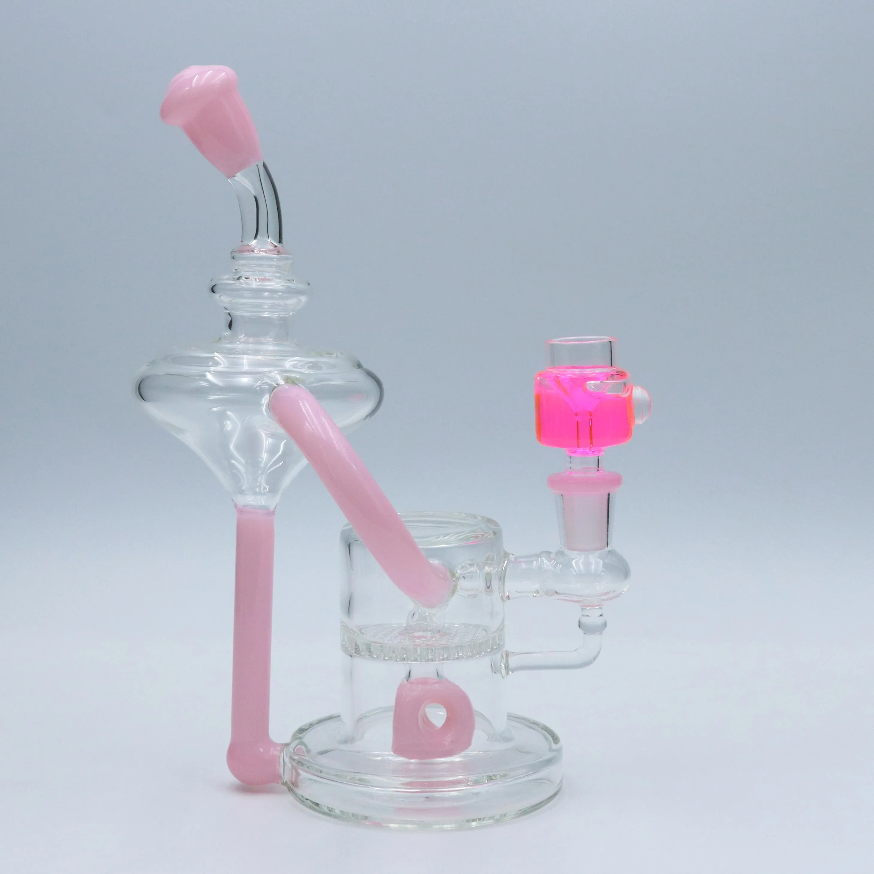 9 inch 14 mm roze slijm Honey Comb Glass Bong Waterpijp rokende pijpwaterpijp met roze oliekom