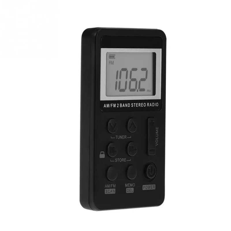 HanRongDa Mini Radio Portable AM/FM Dual Band Stereo Pocket Radio Receiver With Battery LCD Display & Earphone HRD-103