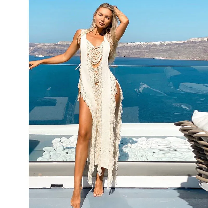 Women's Swimwear White Croche Beach Cover Up Sexy Bikini Cover-ups Hollow Out Party Dress Women Clothes Summer BeachWear Swim Suit 230710