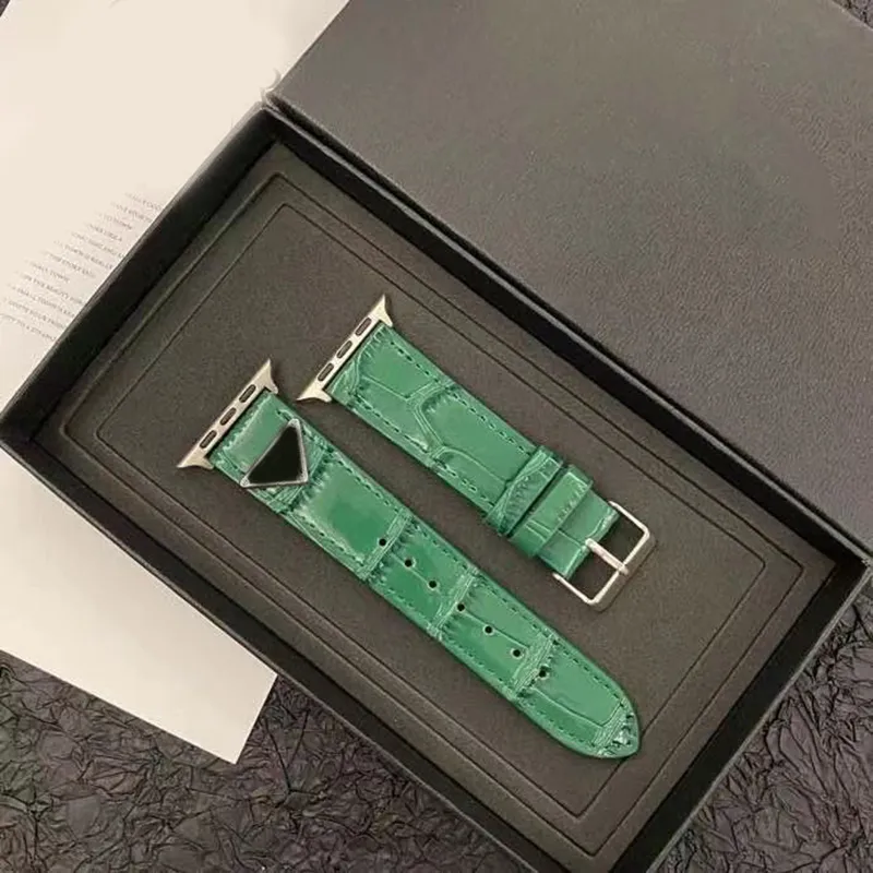 Pulseira de relógio para Apple iwatch Estilista de moda Letra P Cores puras Pulseiras de relógio de pulso de substituição de couro genuíno Alças 2307101PE