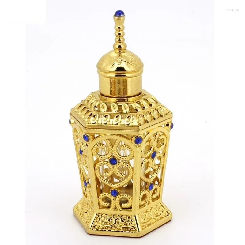 Förvaringsflaskor 10 ml parfym påfyllningsbar flaska slottsform Antik arabisk stil eteriska oljor Vintage propp bärbar lyx