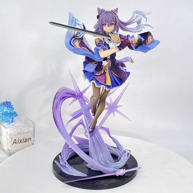 Figury zabawki akcji 25 cm Impact Anime Figure Keqing Figura Mona Figurina Kolekcja Model Doll Child Prezenty