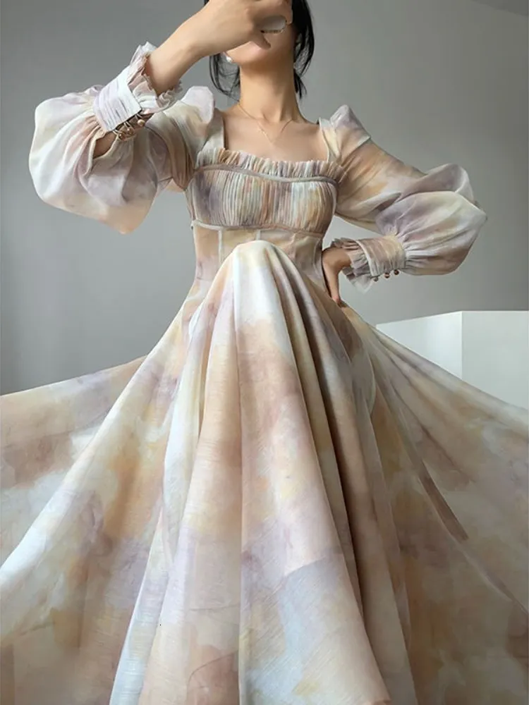 Floral Print Midi Dress, Vintage Elegant Long Sleeve, Casual Beach Wedding  Dress, 2024 Summer Korean Fashion, A Line Lace Dress From Jiao02, $25.77 |  DHgate.Com
