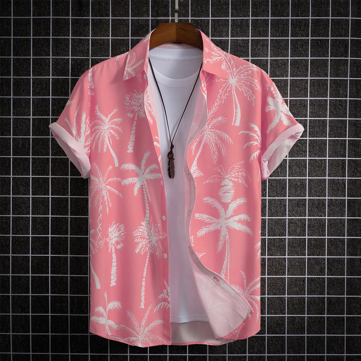 Camisa de praia havaiana de manga curta masculina, camisas