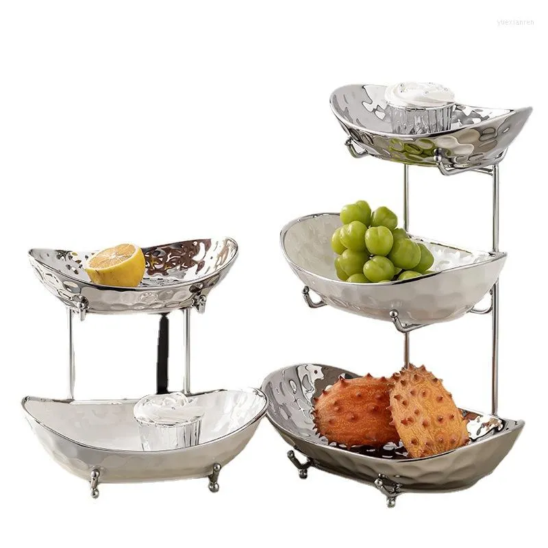 Plates Fruit Plate Household Living Room Multi-Layer Coffee Table Candy Snack Display Storage