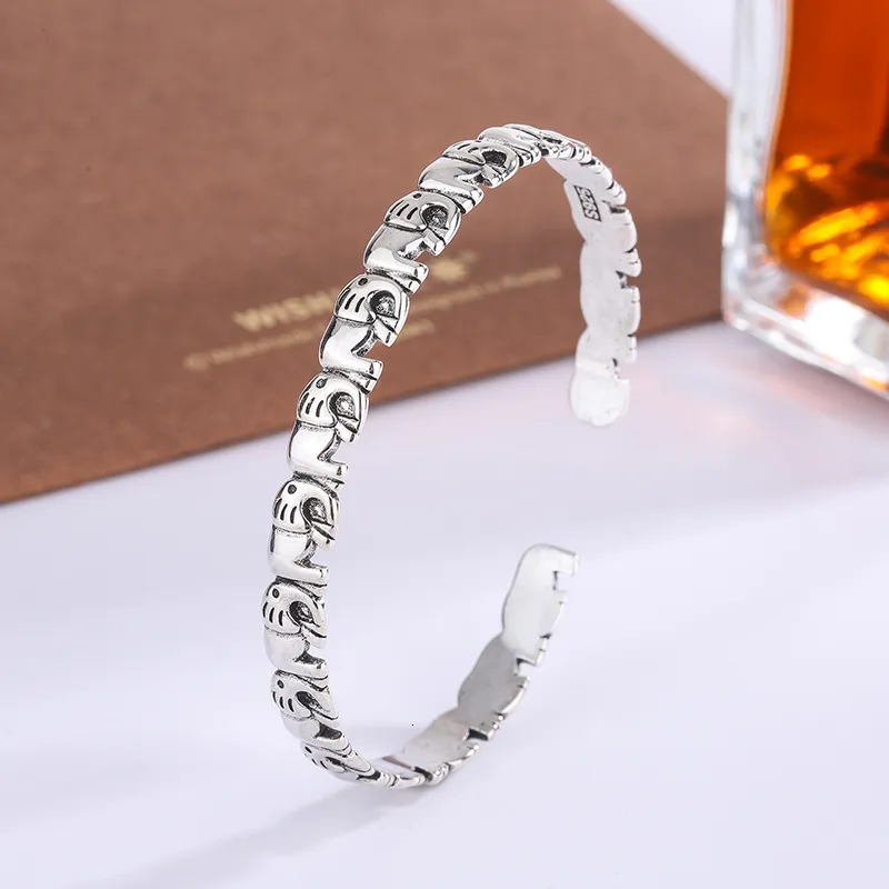 Chain Vintage Thai Silver Lovely Elephant Bracelet Womens Simple Fashion Personality Design Trend Used 230710