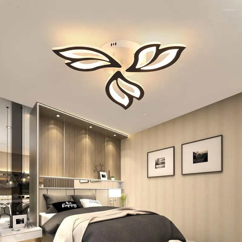 Chandeliers FANPINFANDO Modern Led For Bedroom Black/White Dining Room Kitchen Lamp Acrylic Indoor Lighting Fixtures