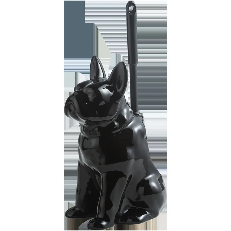 Ceramic Animal Dog Toilet Brush Holder With Long Handle For Efficient