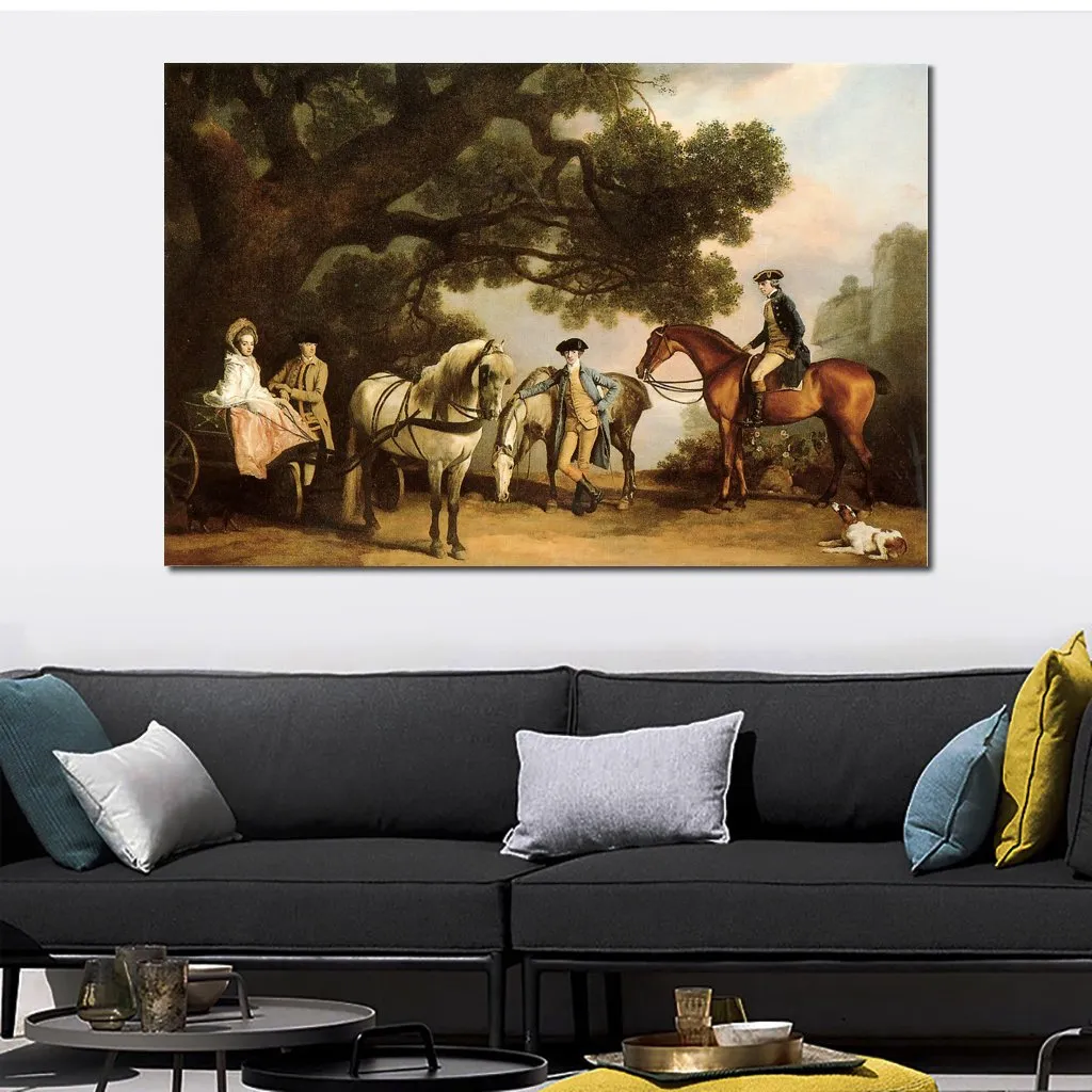 High Quality George Stubbs Painting Horse Canvas Art The Melbourne Millbank Families Handmade Classical Landscape Artwork