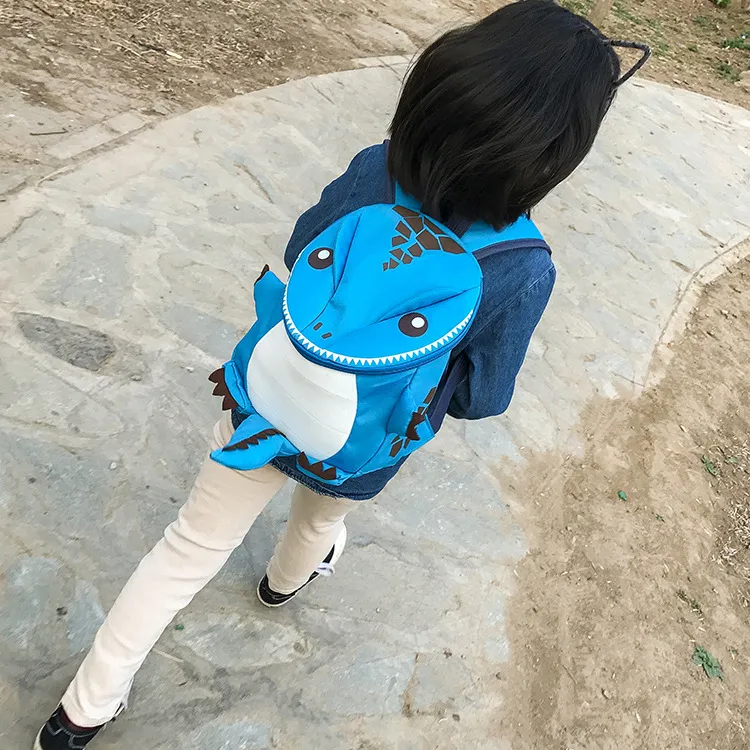 Mochila infantil dos desenhos animados Meninos e meninas do jardim de infância mochila fofa de dinossauro