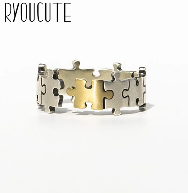 RYOUCUTE Creativo stile coreano Boho Puzzle Anelli per donna Uomo Anello regolabile Nuovi accessori per gioielli con ciondoli 2023