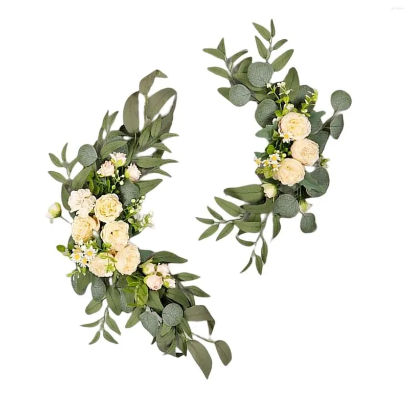 Decorative Flowers 2 Pieces Artificial Swag Peony Flower Handmade Wall Decor Welcome Sign Fake Wreath For Arbor Table Reception Ceremony