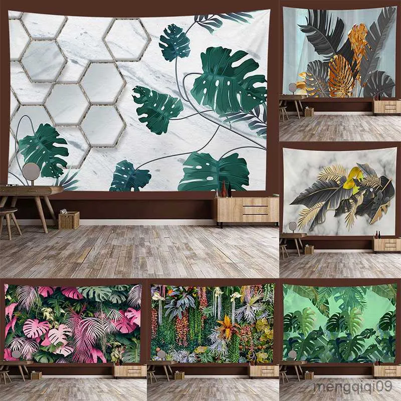 Tapeçarias Tapeçaria Parede Fundo Estético Sala de Estar Selva Tropical Árvore Sofá Quarto Decoração Floresta Pano Pendurado R230710