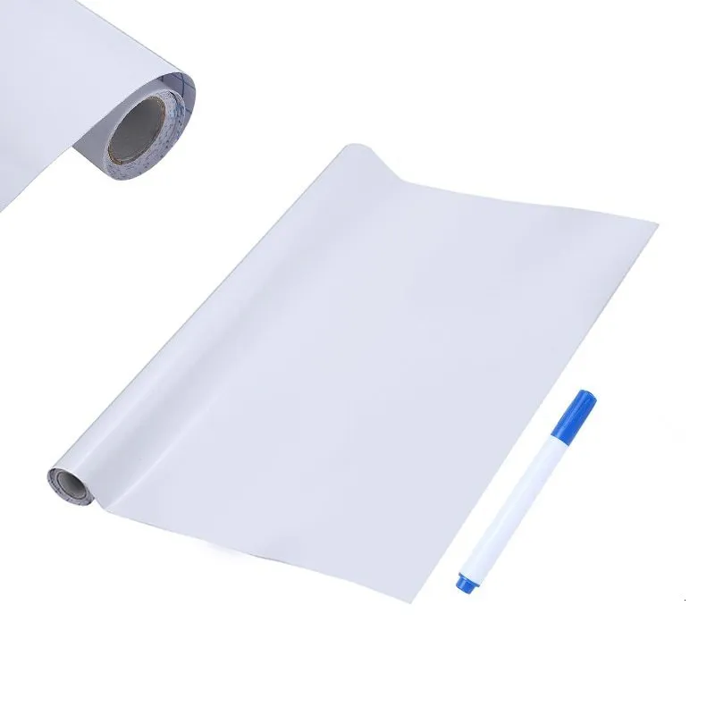 Tableaux blancs feuilles de tableau blanc 45200 cm papier effaçable à sec uni avec stylo fournitures scolaires autocollant 230707