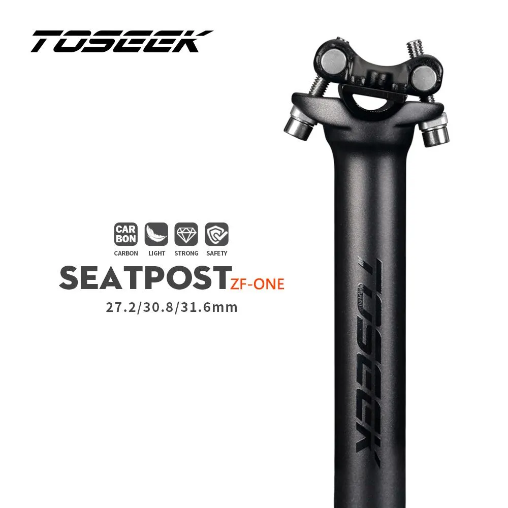 Posty Toseek Zfone Carbon Seat Post 27.2/30.8/31,6 mm Matowy czarny MTB/Rower Rowerowy Post Długość 280 mm Rurka Rowerowa części rowerowe