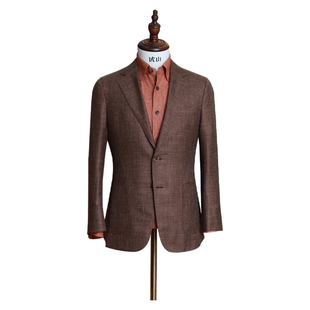 Mens Blazers Piacenza 단일 가슴 캐시미어 블렌드 실크 비즈니스 캐주얼 슈트