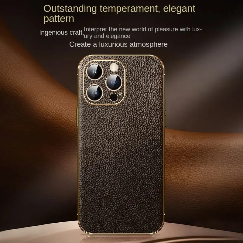 Luxuriöse Designer-Tasche aus echtem Leder für iPhone 15, 13, 14 Pro Max, neue iPhone 14pro Plus-Linse, All-Inclusive-Echtleder-Hülle für iPhone 13Pro Max