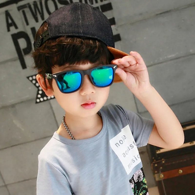 Детские модные солнцезащитные очки квадратные зеркальные солнцезащитные очки.