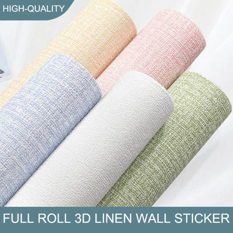 3D Wall Panel 10m Thicken selfadhesive thermal insulation wallpaper linen plain color decor wall stickers renovation anticollision 230707