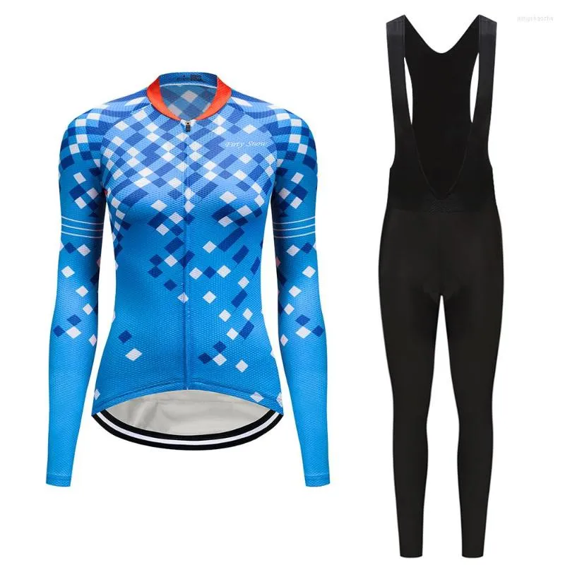 Set da corsa Autunno Mountain Bike Abbigliamento Set Donna 2023 Manica lunga BIB Pantaloni Abbigliamento da bicicletta Abito femminile Maglia da ciclismo Tuta Abbigliamento sportivo