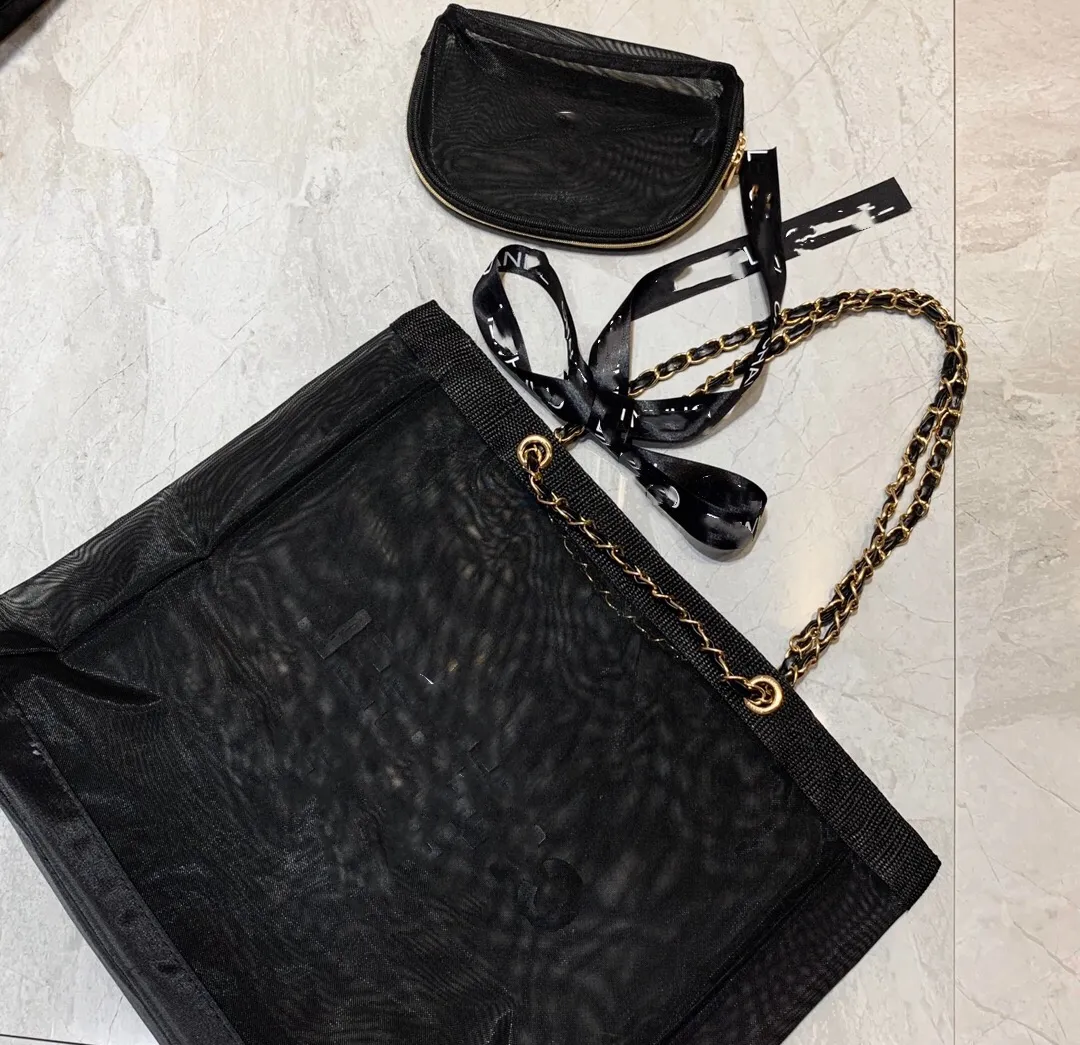 Bolsa de ombro de armazenamento de moda de vendas de luxo quente com tampa magnetizada bolsa de compras preta de gaze grande e ecologicamente correto bolsa de praia bolsa casual bolsa