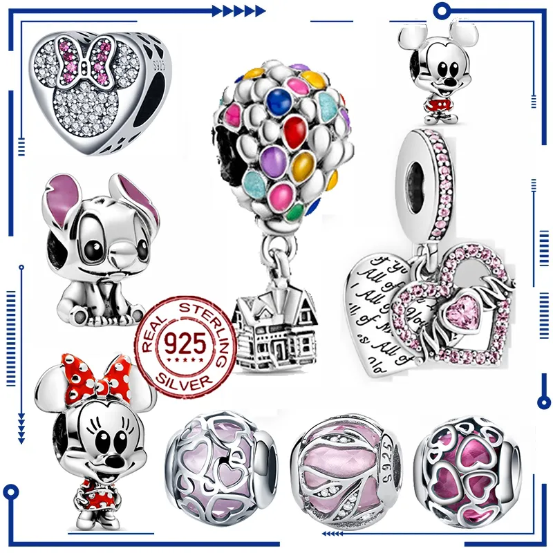925 Sterling Silver Bear Balloon Mom Dangle Charm Pearl Original Pandora Bracelet Charm Female Jewelry DIY Gift Free Delivery