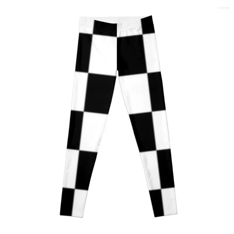 Active Pants Leggings con estampado de tablero a cuadros en blanco y negro Pantalones de chándal deportivos para mujer