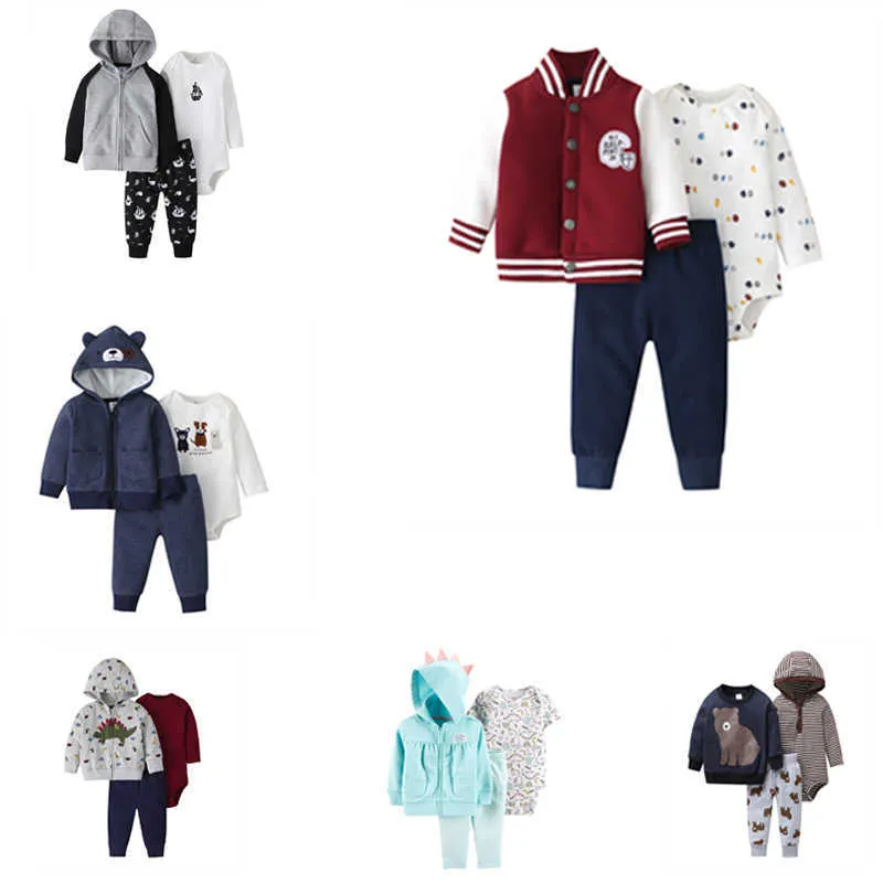 baby boy clothes set long sleeve patch jackets+romper+pant fashion 2020 new born outfit newborn infant clothing spring cotton
