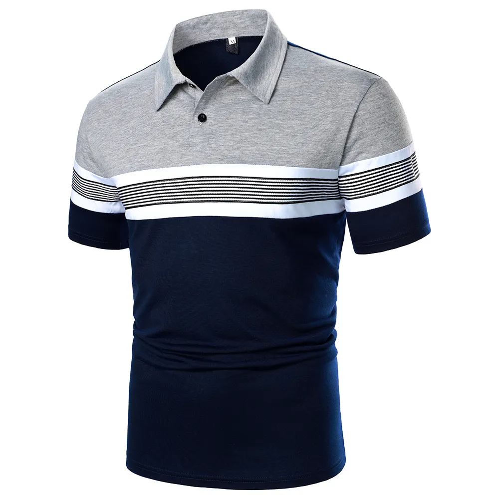 Mens Polos Men Short Sleeve Polo Shirt Casual Top Contrast Color Design Striped Ribbon Decoration Summer Fashion 230710