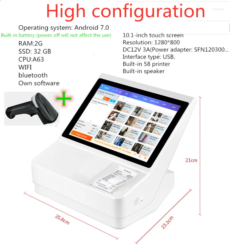 Style libre 10,1 pouces tout en un Terminal de position Quad Core Smart Android System Cash Register Machine Commande d'écran tactile