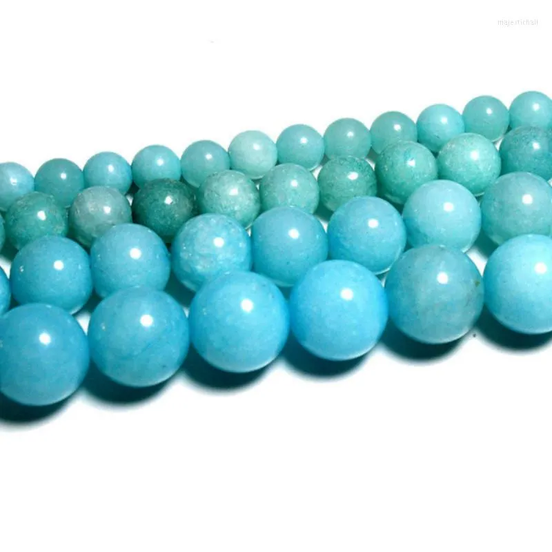 Бусины свободно проставки амазонит синий камень для изготовления браслетного ожерелья