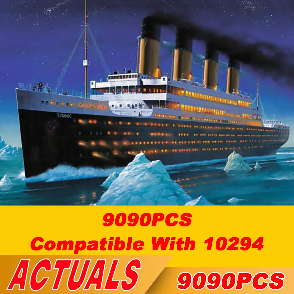 Diecast Model 9090PCS 10294 Film Titanic Large Cruise Boat Ship Stoomship Bricks Bouwstenen Diy speelgoed voor kinderen jongens vriend cadeau 230710