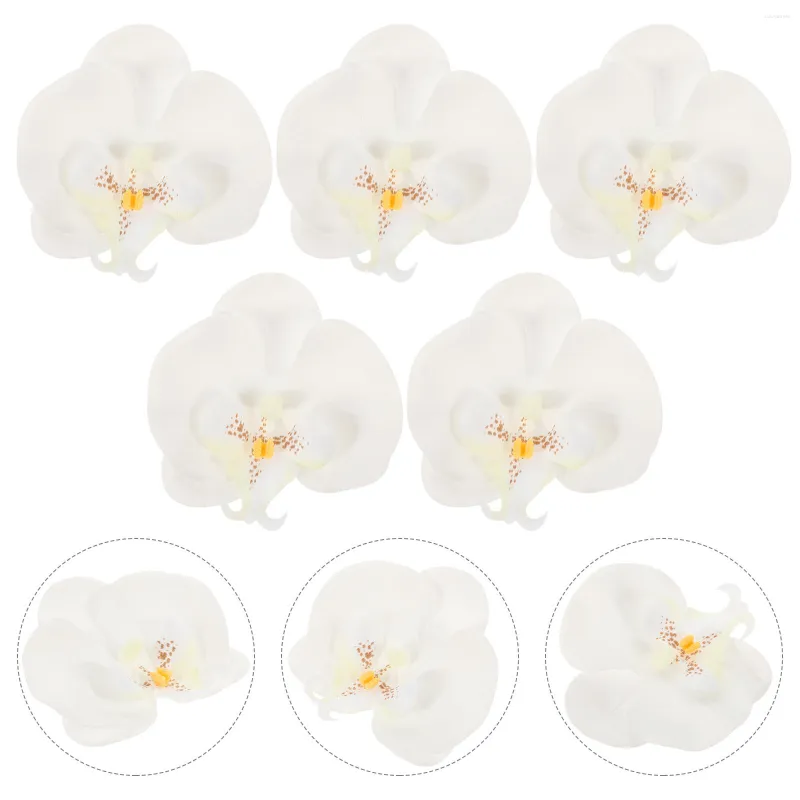 Dekoracyjne kwiaty 5 sztuk Phalaenopsis głowy rzemiosło mały sztuczny kwiat luzem biały sztuczny Mini storczyki dekoracja