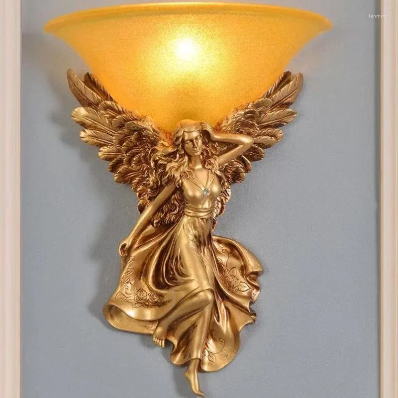 Wall Lamp European Angel Golden Luxury Lamps E14 Bulb Led Indoor Lighting Bedside Art