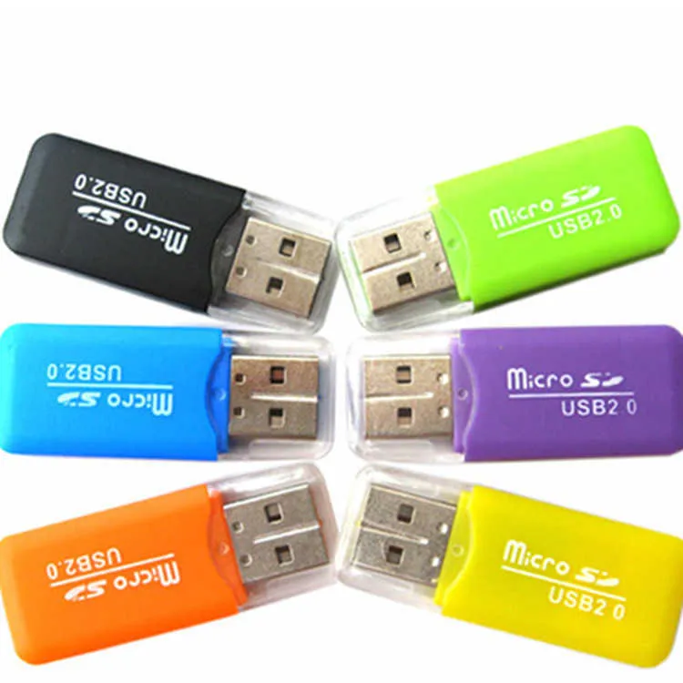 Leitor de cartão USB 2.0 de alta velocidade Mini leitor de cartão portátil de cartão de memória simples para celular