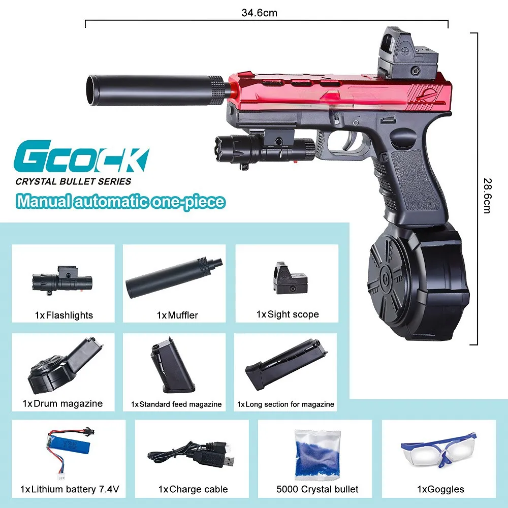 La pistola de bolas de salpicaduras X2 pistola bláster automática con  cuentas y cuentas luminosas para el juego de disparos al aire libre