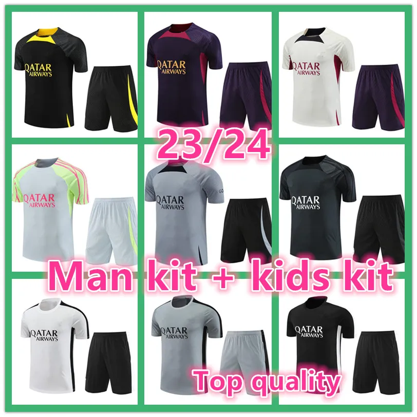 23 24 PSGs korte mouw trainingspak 2023 2024 parijs MBAPPE volwassen kind trainingspak Voetbal Jersey kids kit uniform chandal volwassen set