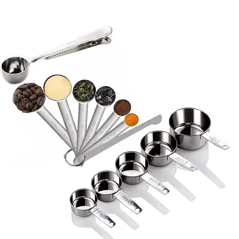 Measuring Tools 8 10 Piece Cups and Spoons Set Stainless Steel Kitchen Use for Baking Cake Cooking Making 230710