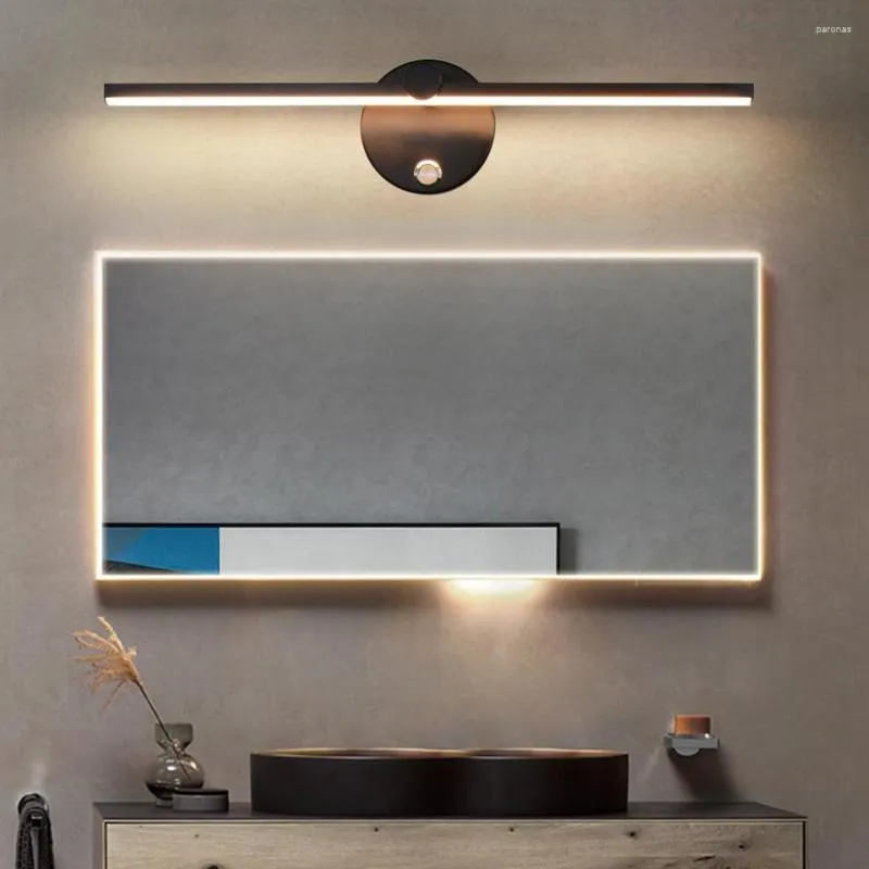 Duvar lambası Nordic LED kapalı ışık, anahtar döndürülebilir başucu aynası ön ev dekorasyon yatak odası