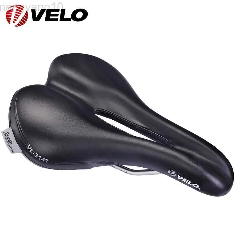 Selle per bici VELO VL-3147 Comfort PU Leather Steel Rail 273x179mm MTB Sella per bici da strada Cuscino per sedile per bicicletta unisex Accessori per ciclismo HKD230710