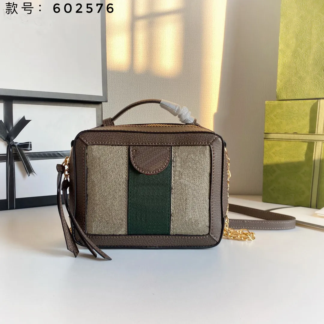 3A Luxury Designer Bag Woman Woman 602576 Mini Shoulder Camera dragkedja Två mini axelväska med kedjestam Form Vintage Best Quality Lady Small Crossbody Väskor