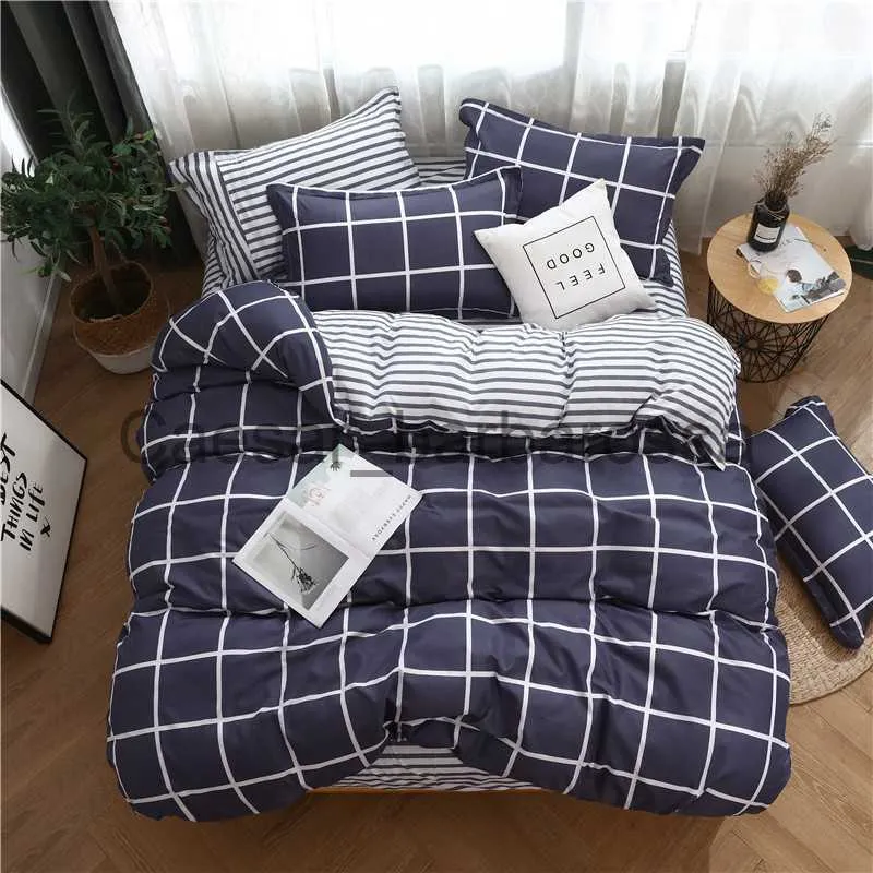 이불 덮개 세트 세트 Sisher Simple Bedding Set 세트 세트 침대 린넨 시트 싱글 더블 퀸 킹 사이즈 퀼트 커버 베드 클로스 x0710